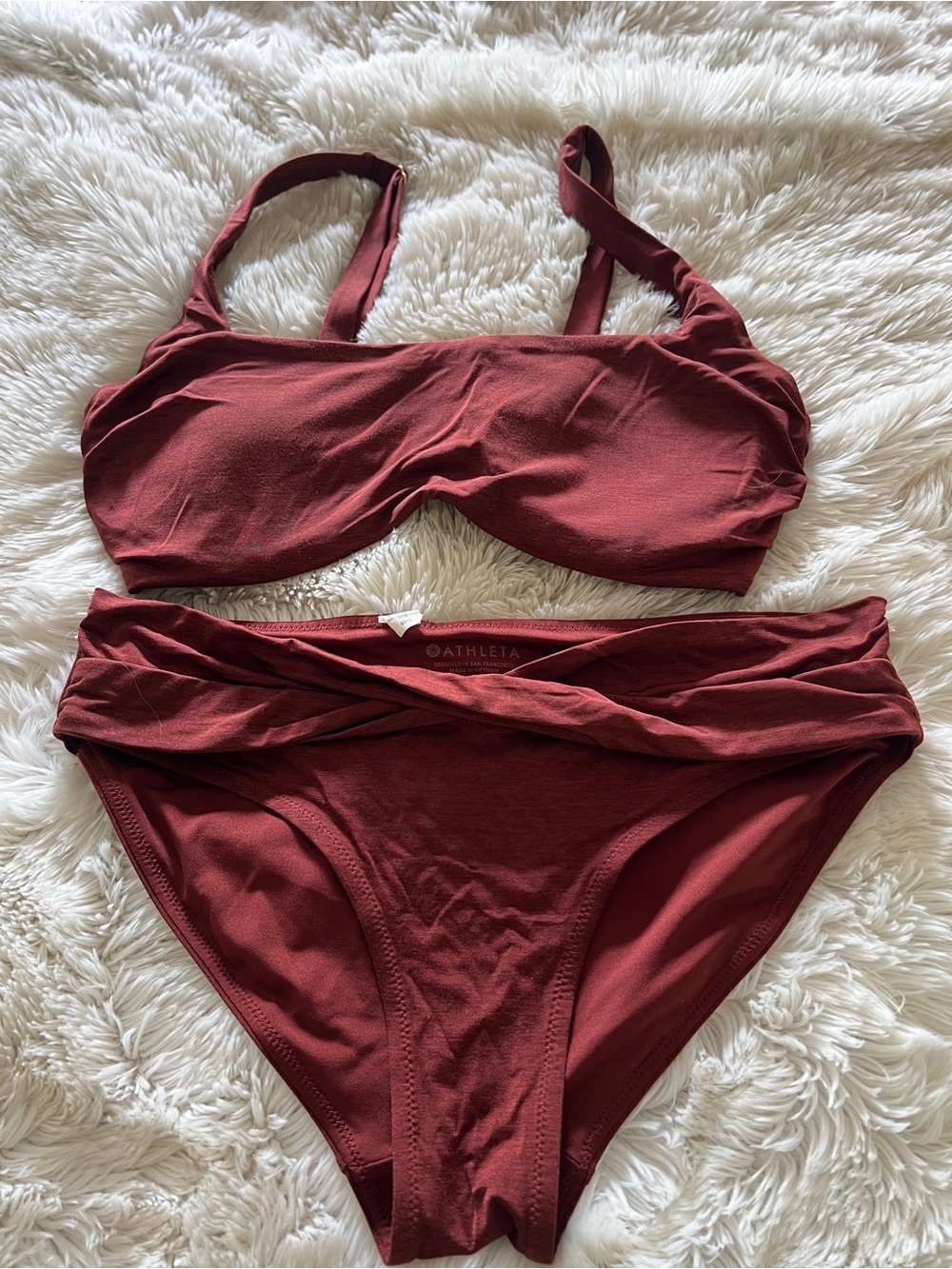 Athleta Burgundy Two Piece Bathing Suit